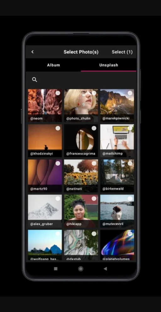 Select Photo(s) — Album / Unsplash