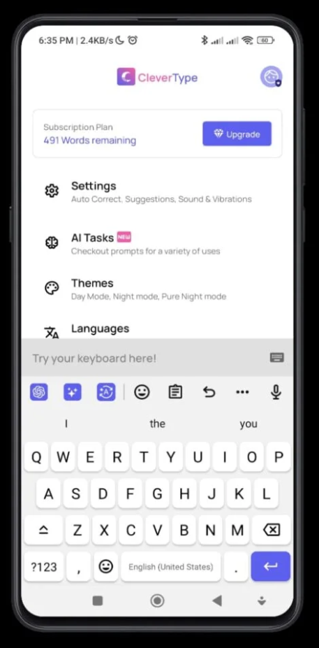 Clever Type — AI keyboard settings